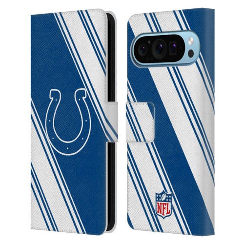 NFL Indianapolis Colts Artwork Stripes Leather Book Wallet Case Cover For Google Pixel 9 / Pixel 9 Pro