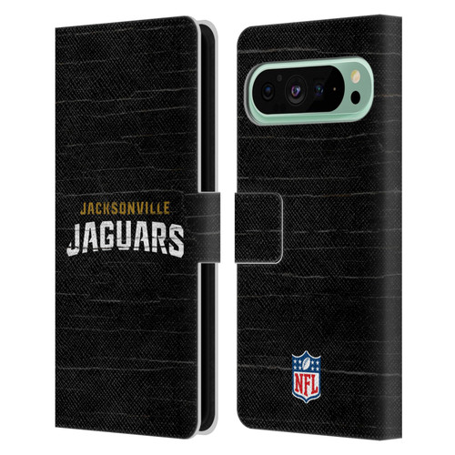 NFL Jacksonville Jaguars Logo Distressed Look Leather Book Wallet Case Cover For Google Pixel 9 Pro XL