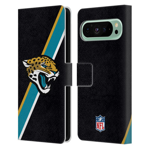 NFL Jacksonville Jaguars Logo Stripes Leather Book Wallet Case Cover For Google Pixel 9 Pro XL