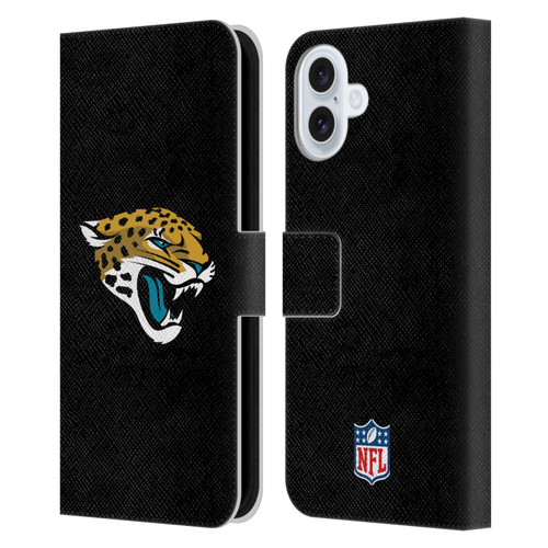 NFL Jacksonville Jaguars Logo Plain Leather Book Wallet Case Cover For Apple iPhone 16 Plus