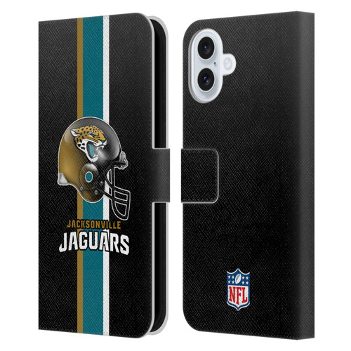 NFL Jacksonville Jaguars Logo Helmet Leather Book Wallet Case Cover For Apple iPhone 16 Plus