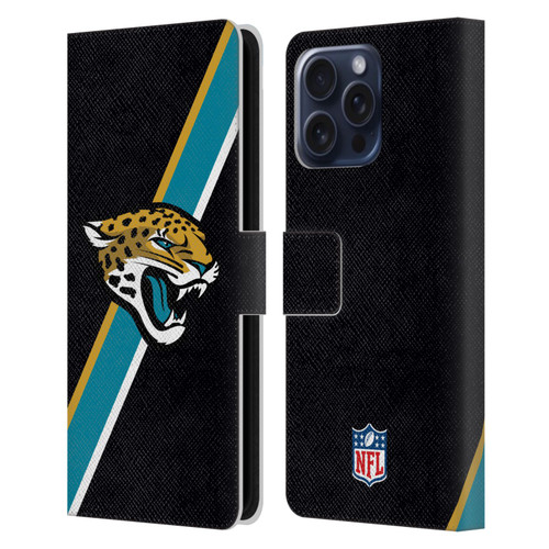 NFL Jacksonville Jaguars Logo Stripes Leather Book Wallet Case Cover For Apple iPhone 16 Pro Max