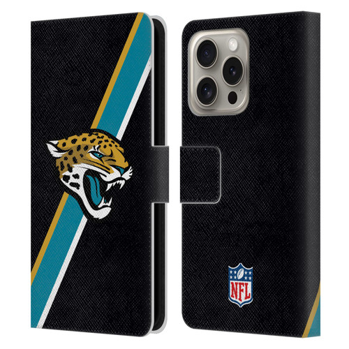 NFL Jacksonville Jaguars Logo Stripes Leather Book Wallet Case Cover For Apple iPhone 16 Pro