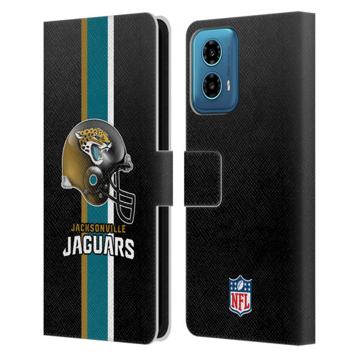 NFL Jacksonville Jaguars Logo Helmet Leather Book Wallet Case Cover For Motorola Moto G34 5G