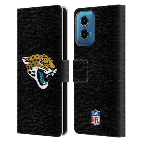 NFL Jacksonville Jaguars Logo Plain Leather Book Wallet Case Cover For Motorola Moto G34 5G