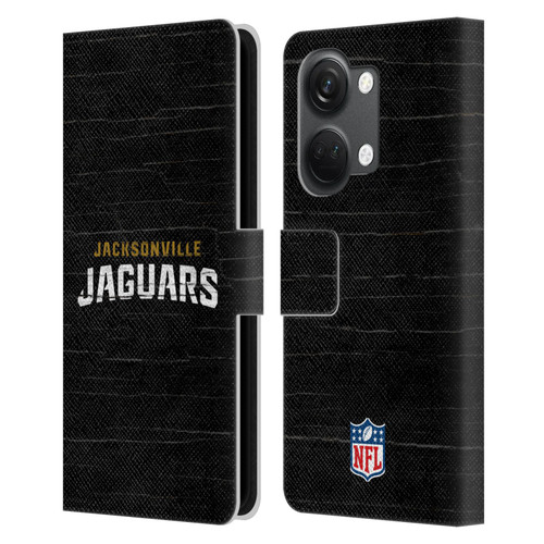 NFL Jacksonville Jaguars Logo Distressed Look Leather Book Wallet Case Cover For OnePlus Nord 3 5G