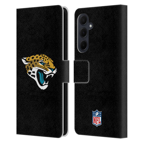 NFL Jacksonville Jaguars Logo Plain Leather Book Wallet Case Cover For Samsung Galaxy A35 5G