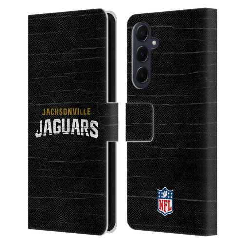 NFL Jacksonville Jaguars Logo Distressed Look Leather Book Wallet Case Cover For Samsung Galaxy A55 5G