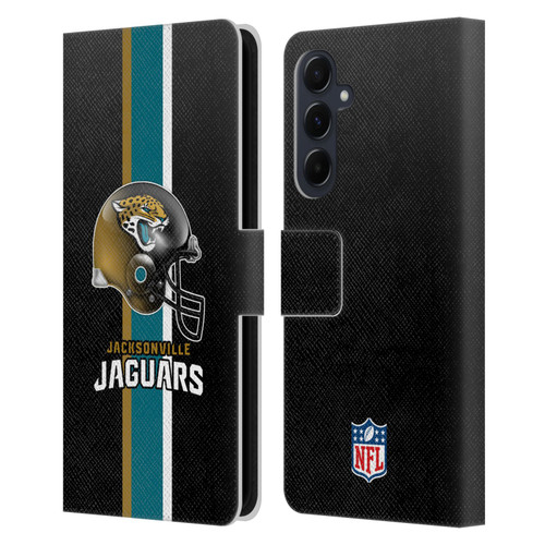 NFL Jacksonville Jaguars Logo Helmet Leather Book Wallet Case Cover For Samsung Galaxy A55 5G