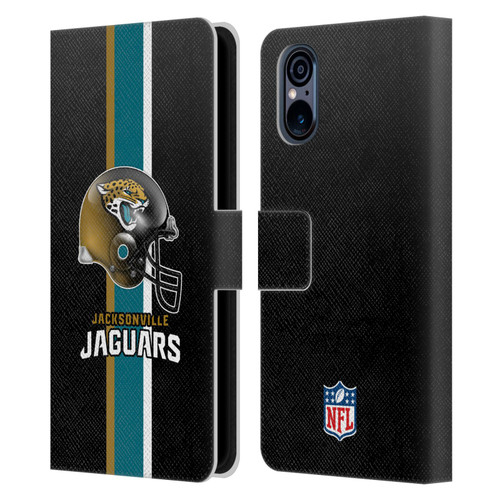 NFL Jacksonville Jaguars Logo Helmet Leather Book Wallet Case Cover For Sony Xperia 5 V 5G