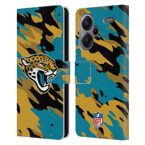 NFL Jacksonville Jaguars Logo Camou Leather Book Wallet Case Cover For Xiaomi Redmi Note 13 Pro Plus 5G