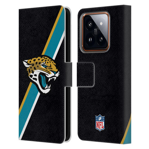 NFL Jacksonville Jaguars Logo Stripes Leather Book Wallet Case Cover For Xiaomi 14