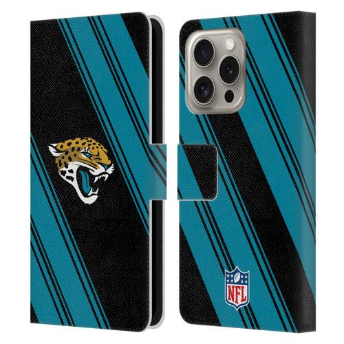 NFL Jacksonville Jaguars Artwork Stripes Leather Book Wallet Case Cover For Apple iPhone 16 Pro