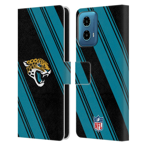 NFL Jacksonville Jaguars Artwork Stripes Leather Book Wallet Case Cover For Motorola Moto G34 5G