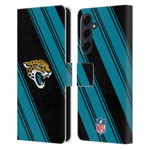 NFL Jacksonville Jaguars Artwork Stripes Leather Book Wallet Case Cover For Samsung Galaxy A55 5G