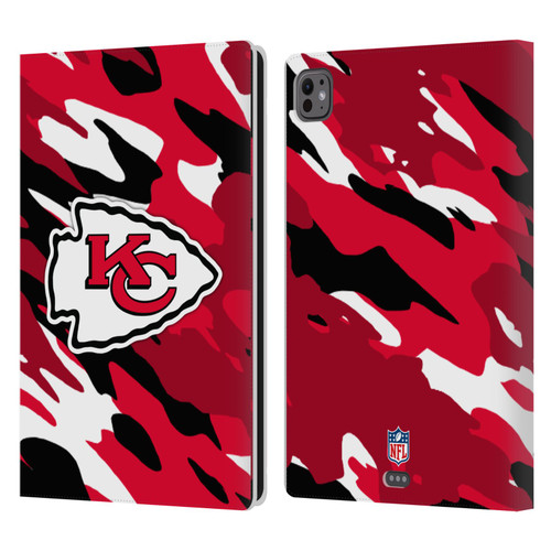 NFL Kansas City Chiefs Logo Camou Leather Book Wallet Case Cover For Apple iPad Pro 11 M4 2024 NFL Kansas City Chiefs Logo Camou Leather Book Wallet Case Cover For Apple iPad Pro 11 M4 2024