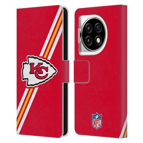 NFL Kansas City Chiefs Logo Stripes Leather Book Wallet Case Cover For OPPO OnePlus Ace 3 5G