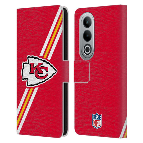 NFL Kansas City Chiefs Logo Stripes Leather Book Wallet Case Cover For OPPO OnePlus Ace 3V 5G