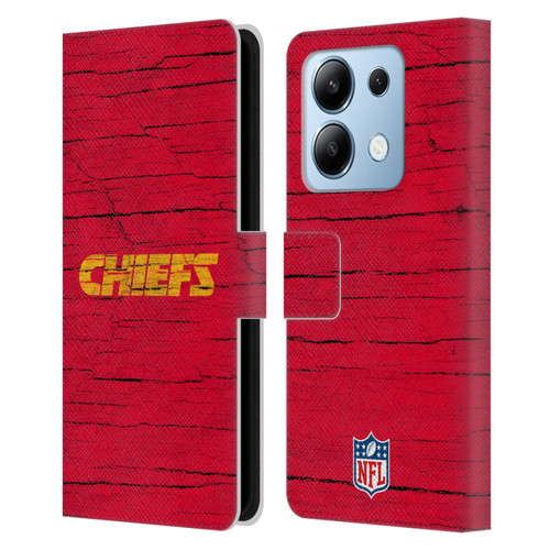 NFL Kansas City Chiefs Logo Distressed Look Leather Book Wallet Case Cover For Xiaomi Redmi Note 13/13 Pro 5G