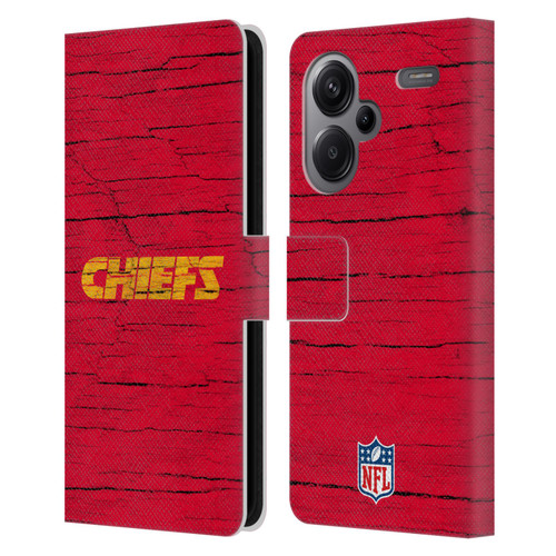 NFL Kansas City Chiefs Logo Distressed Look Leather Book Wallet Case Cover For Xiaomi Redmi Note 13 Pro Plus 5G