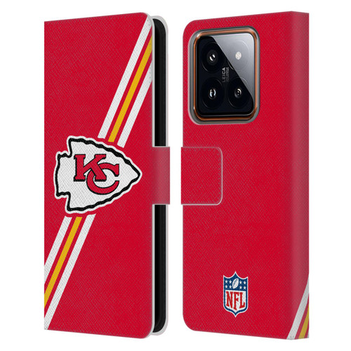 NFL Kansas City Chiefs Logo Stripes Leather Book Wallet Case Cover For Xiaomi 14