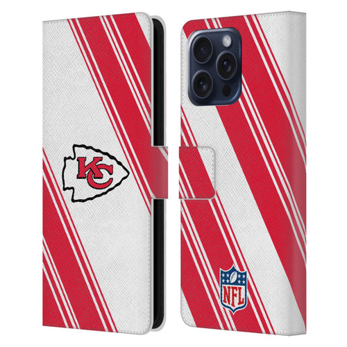 NFL Kansas City Chiefs Artwork Stripes Leather Book Wallet Case Cover For Apple iPhone 16 Pro Max