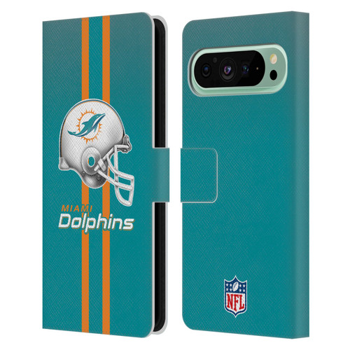 NFL Miami Dolphins Logo Helmet Leather Book Wallet Case Cover For Google Pixel 9 Pro XL