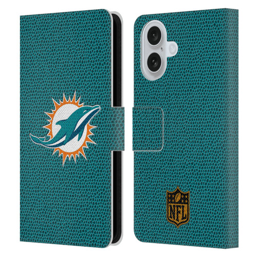 NFL Miami Dolphins Logo Football Leather Book Wallet Case Cover For Apple iPhone 16