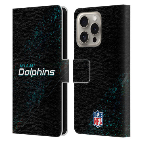 NFL Miami Dolphins Logo Blur Leather Book Wallet Case Cover For Apple iPhone 16 Pro