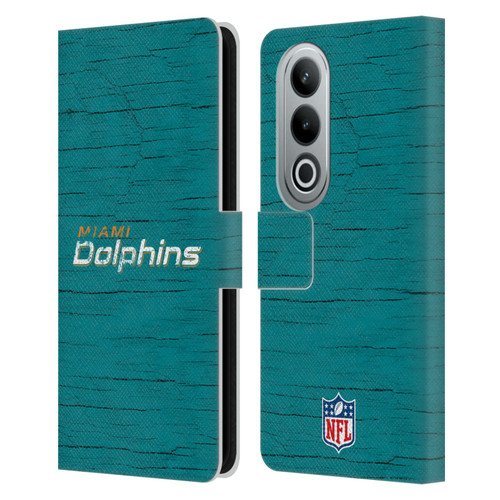 NFL Miami Dolphins Logo Distressed Look Leather Book Wallet Case Cover For OPPO OnePlus Ace 3V 5G