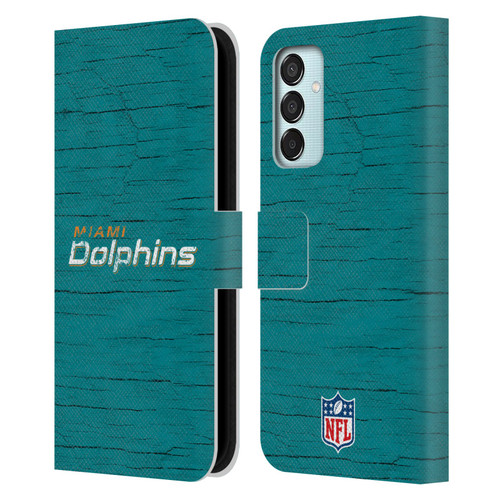 NFL Miami Dolphins Logo Distressed Look Leather Book Wallet Case Cover For Samsung Galaxy M15/F15 5G