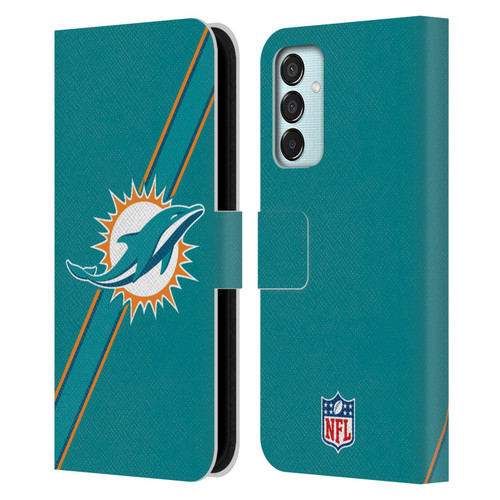 NFL Miami Dolphins Logo Stripes Leather Book Wallet Case Cover For Samsung Galaxy M15/F15 5G