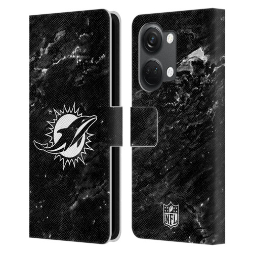 NFL Miami Dolphins Artwork Marble Leather Book Wallet Case Cover For OnePlus Nord 3 5G