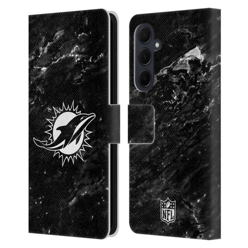 NFL Miami Dolphins Artwork Marble Leather Book Wallet Case Cover For Samsung Galaxy A35 5G