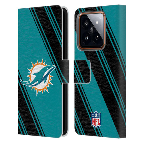 NFL Miami Dolphins Artwork Stripes Leather Book Wallet Case Cover For Xiaomi 14