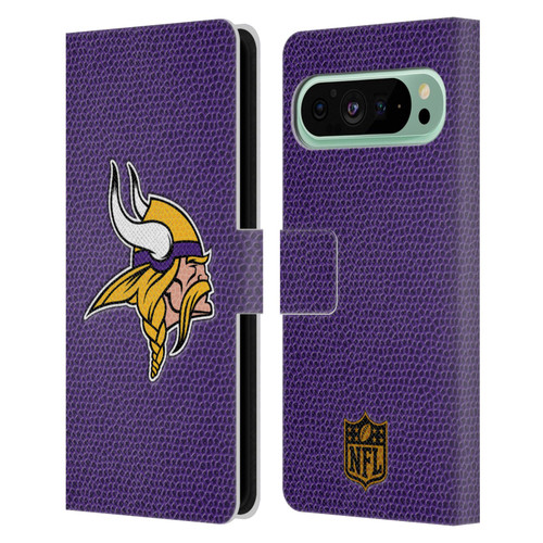 NFL Minnesota Vikings Logo Football Leather Book Wallet Case Cover For Google Pixel 9 Pro XL