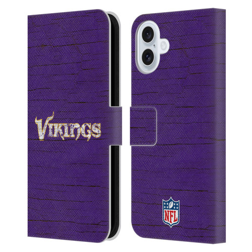 NFL Minnesota Vikings Logo Distressed Look Leather Book Wallet Case Cover For Apple iPhone 16 Plus NFL Minnesota Vikings Logo Distressed Look Leather Book Wallet Case Cover For Apple iPhone 16 Plus