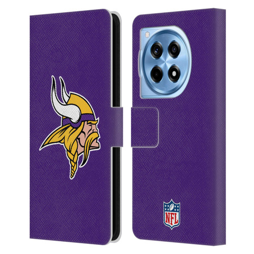 NFL Minnesota Vikings Logo Plain Leather Book Wallet Case Cover For OnePlus 12R