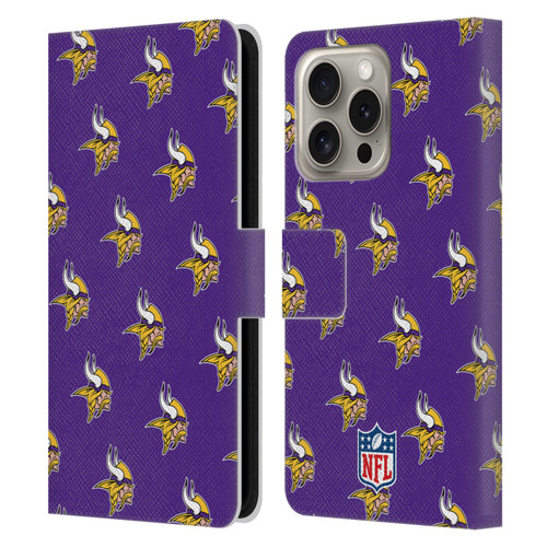 NFL Minnesota Vikings Artwork Patterns Leather Book Wallet Case Cover For Apple iPhone 16 Pro