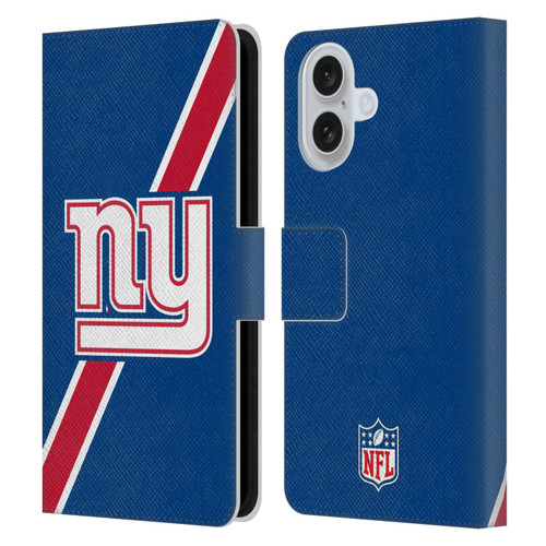 NFL New York Giants Logo Stripes Leather Book Wallet Case Cover For Apple iPhone 16