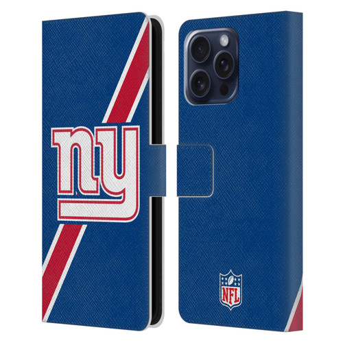 NFL New York Giants Logo Stripes Leather Book Wallet Case Cover For Apple iPhone 16 Pro Max