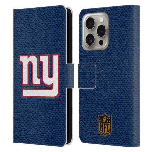 NFL New York Giants Logo Football Leather Book Wallet Case Cover For Apple iPhone 16 Pro