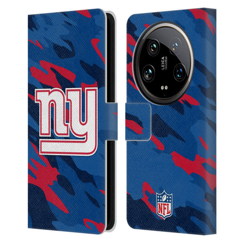 NFL New York Giants Logo Camou Leather Book Wallet Case Cover For Xiaomi 14 Ultra