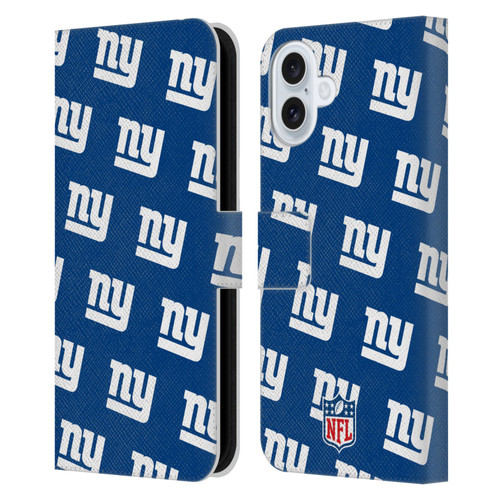 NFL New York Giants Artwork Patterns Leather Book Wallet Case Cover For Apple iPhone 16 Plus