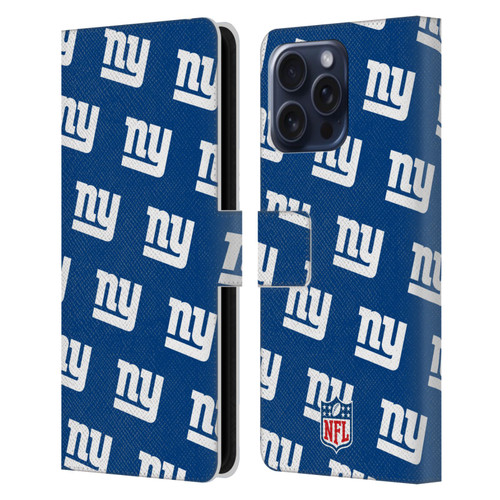 NFL New York Giants Artwork Patterns Leather Book Wallet Case Cover For Apple iPhone 16 Pro Max