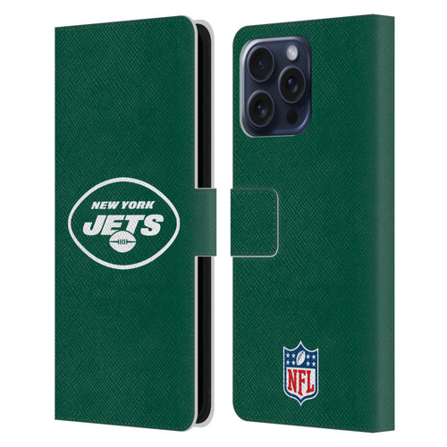 NFL New York Jets Logo Plain Leather Book Wallet Case Cover For Apple iPhone 16 Pro Max