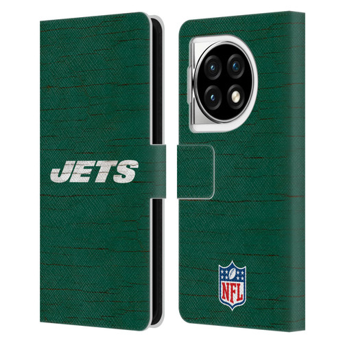 NFL New York Jets Logo Distressed Look Leather Book Wallet Case Cover For OPPO OnePlus Ace 3 5G