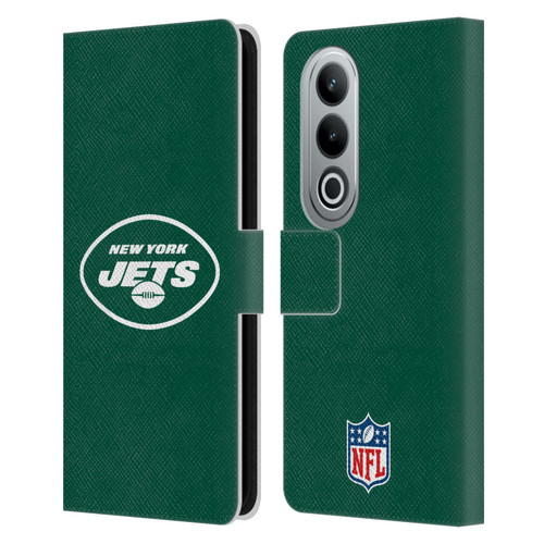 NFL New York Jets Logo Plain Leather Book Wallet Case Cover For OPPO OnePlus Ace 3V 5G