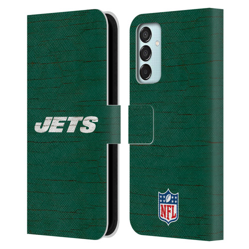 NFL New York Jets Logo Distressed Look Leather Book Wallet Case Cover For Samsung Galaxy M15/F15 5G