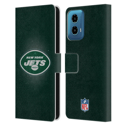 NFL New York Jets Artwork LED Leather Book Wallet Case Cover For Motorola Moto G34 5G